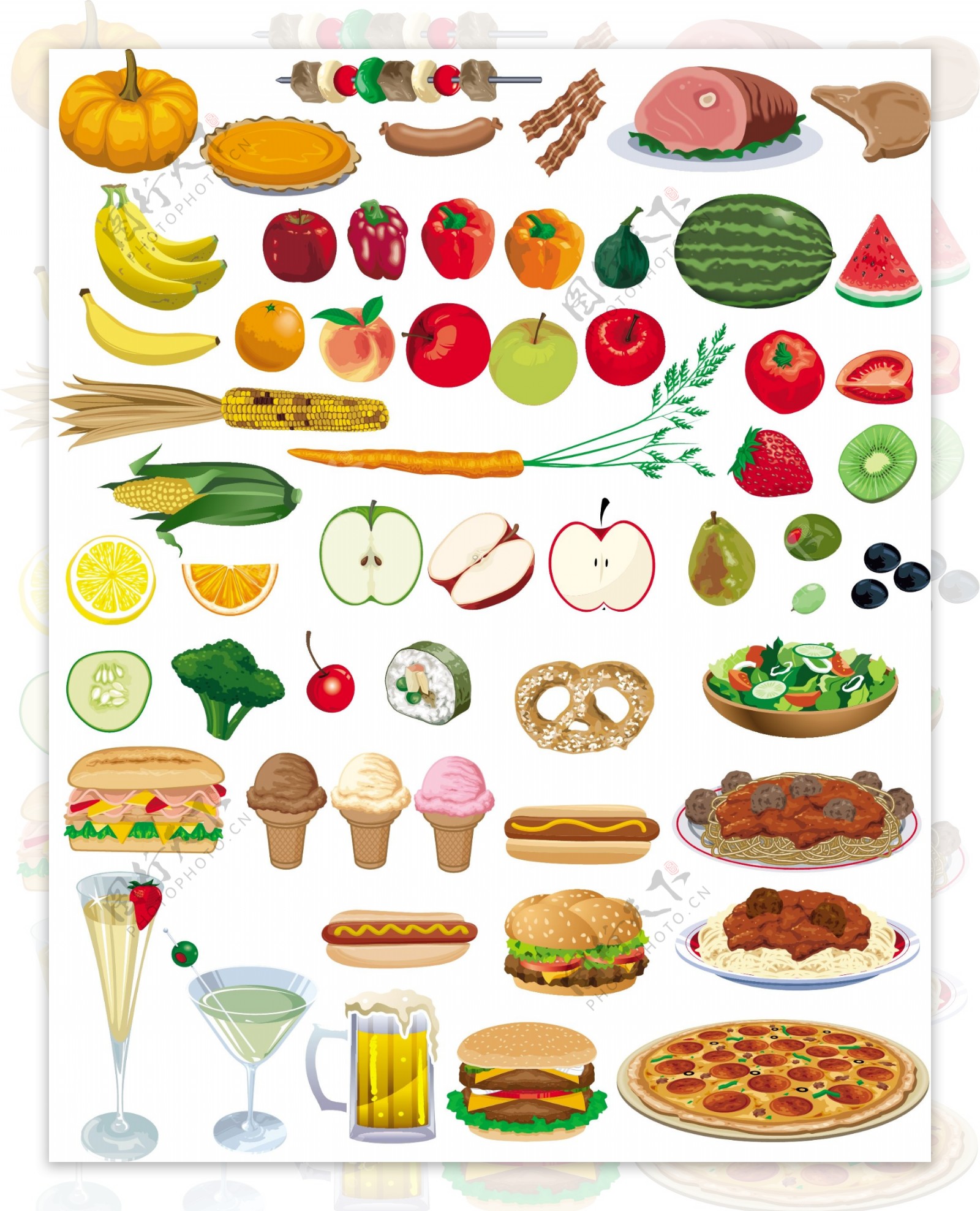 水果和蔬菜的向量