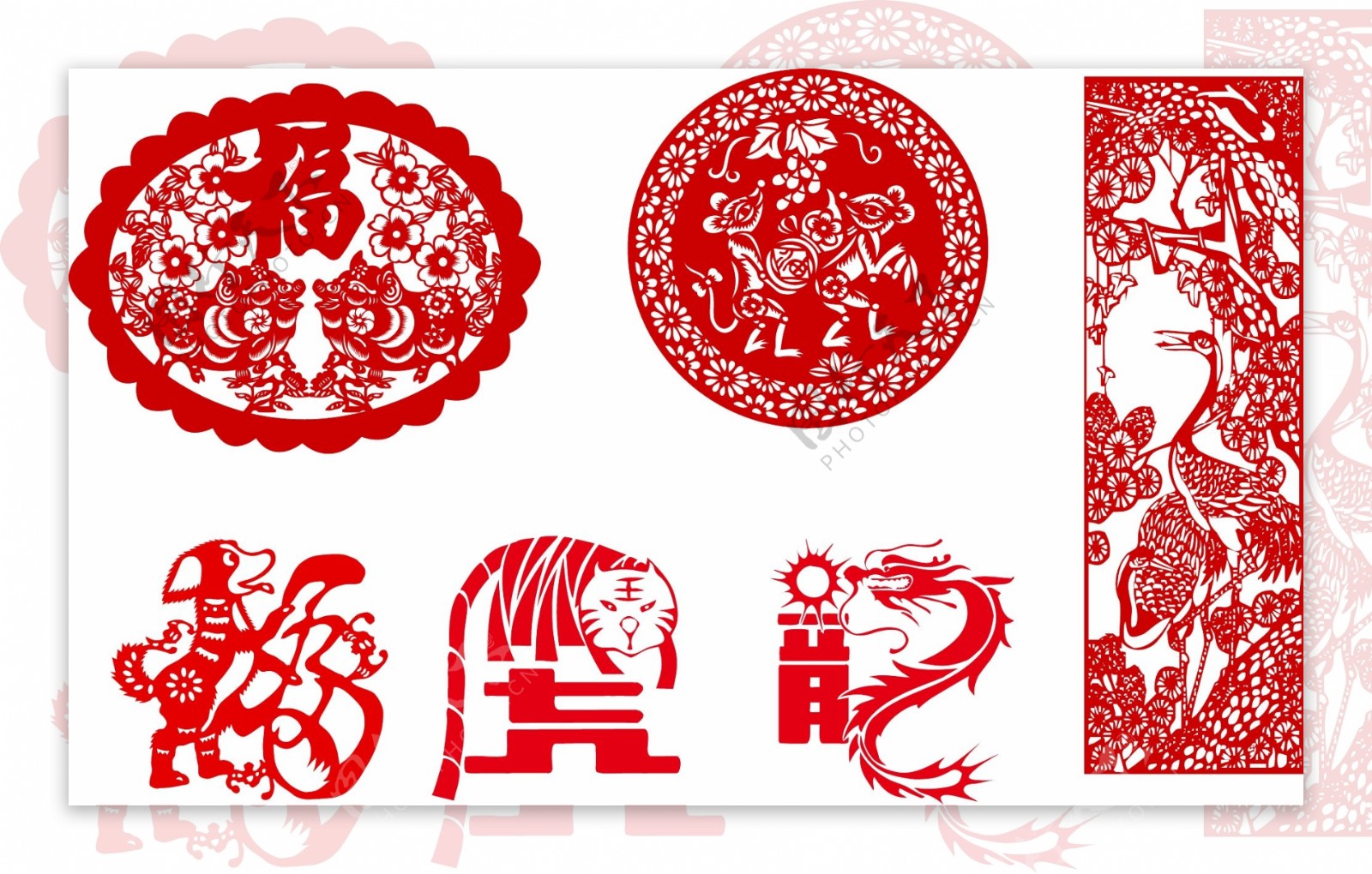 中国传统矢量之十剪纸动物