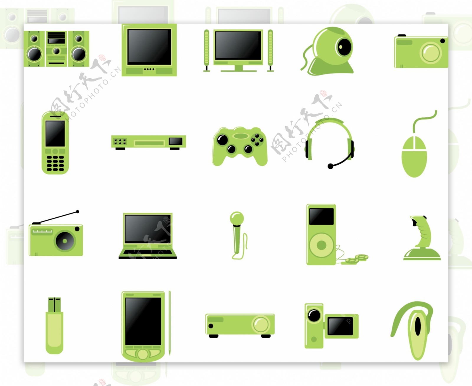 绿色电子产品图标矢量素材
