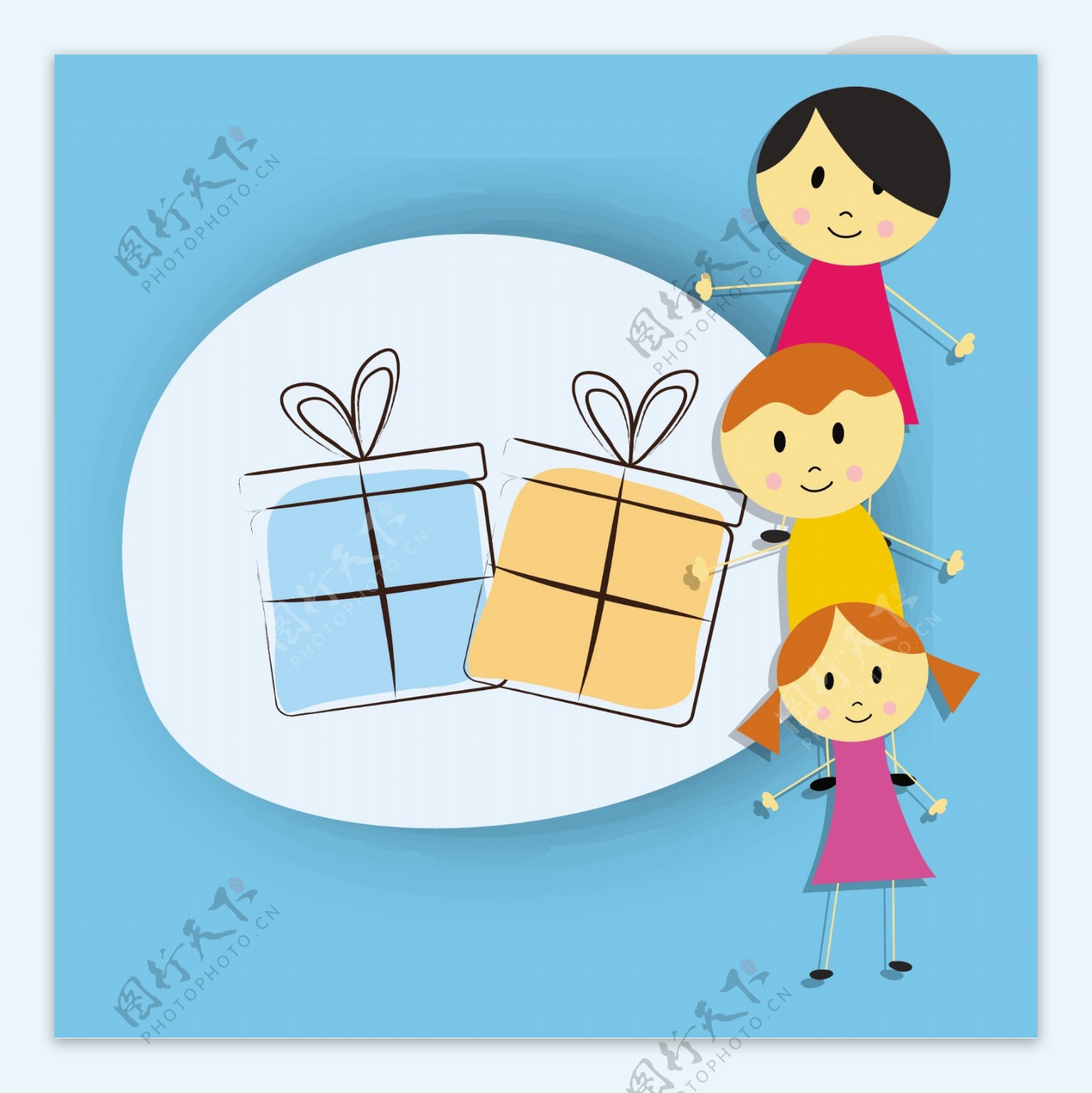 情人节快乐的概念和可爱的礼品盒上的蓝色背景