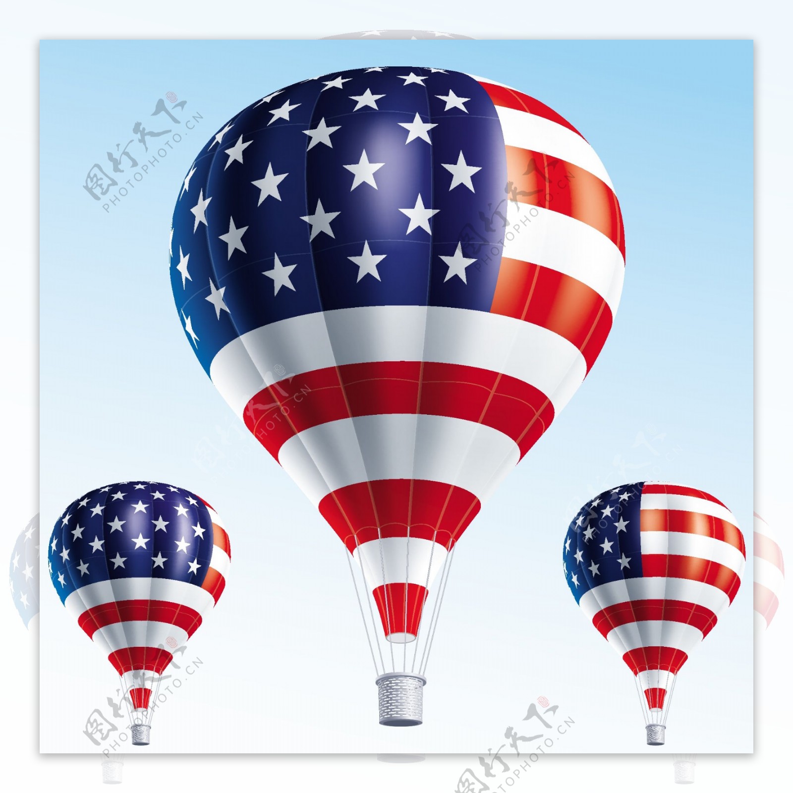 矢量素材美国国旗气球