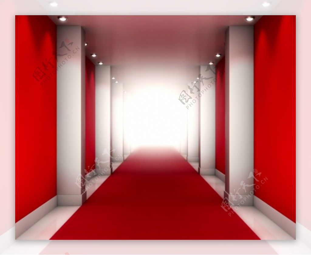 走进荣耀的红色走廊循环素材视频素材