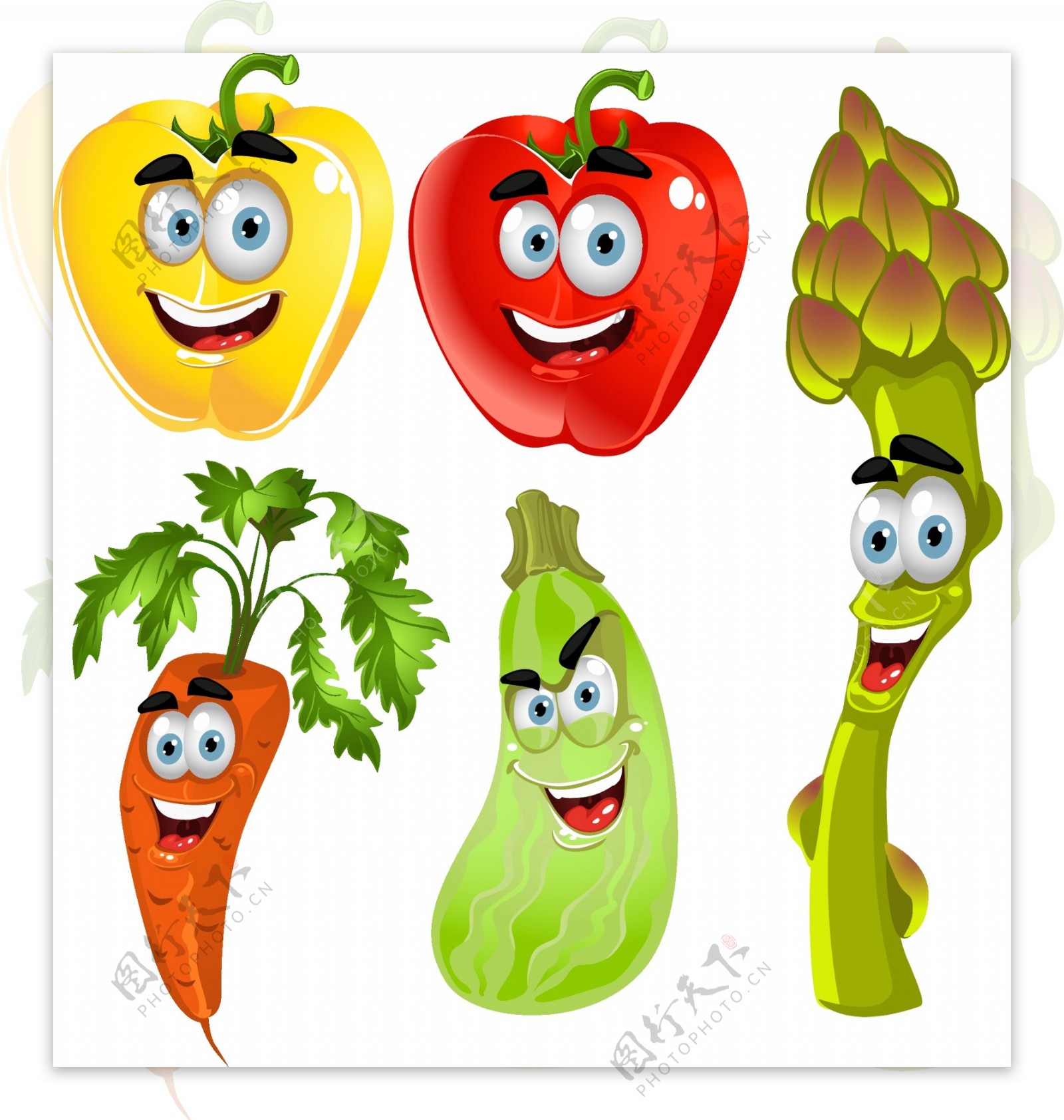 蔬菜卡通图像02矢量素材