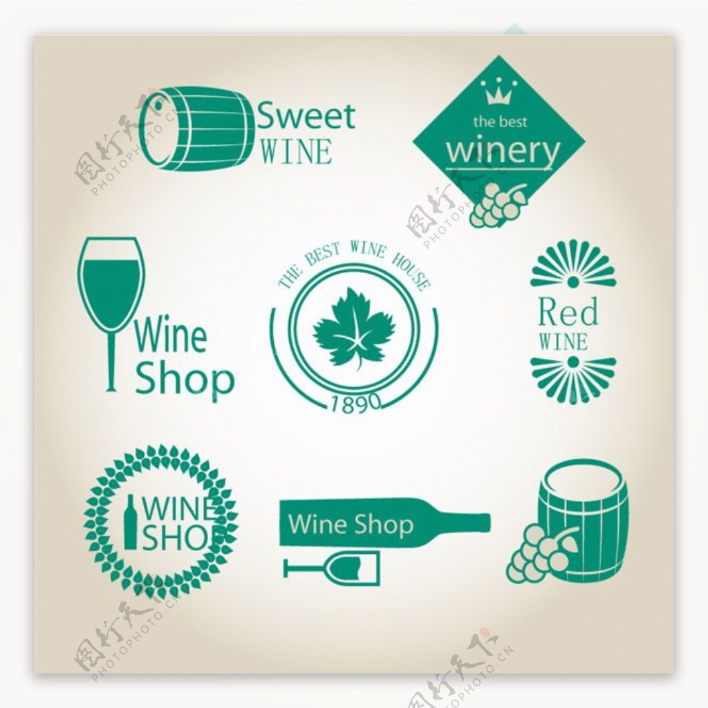绿色葡萄酒标签矢量素材