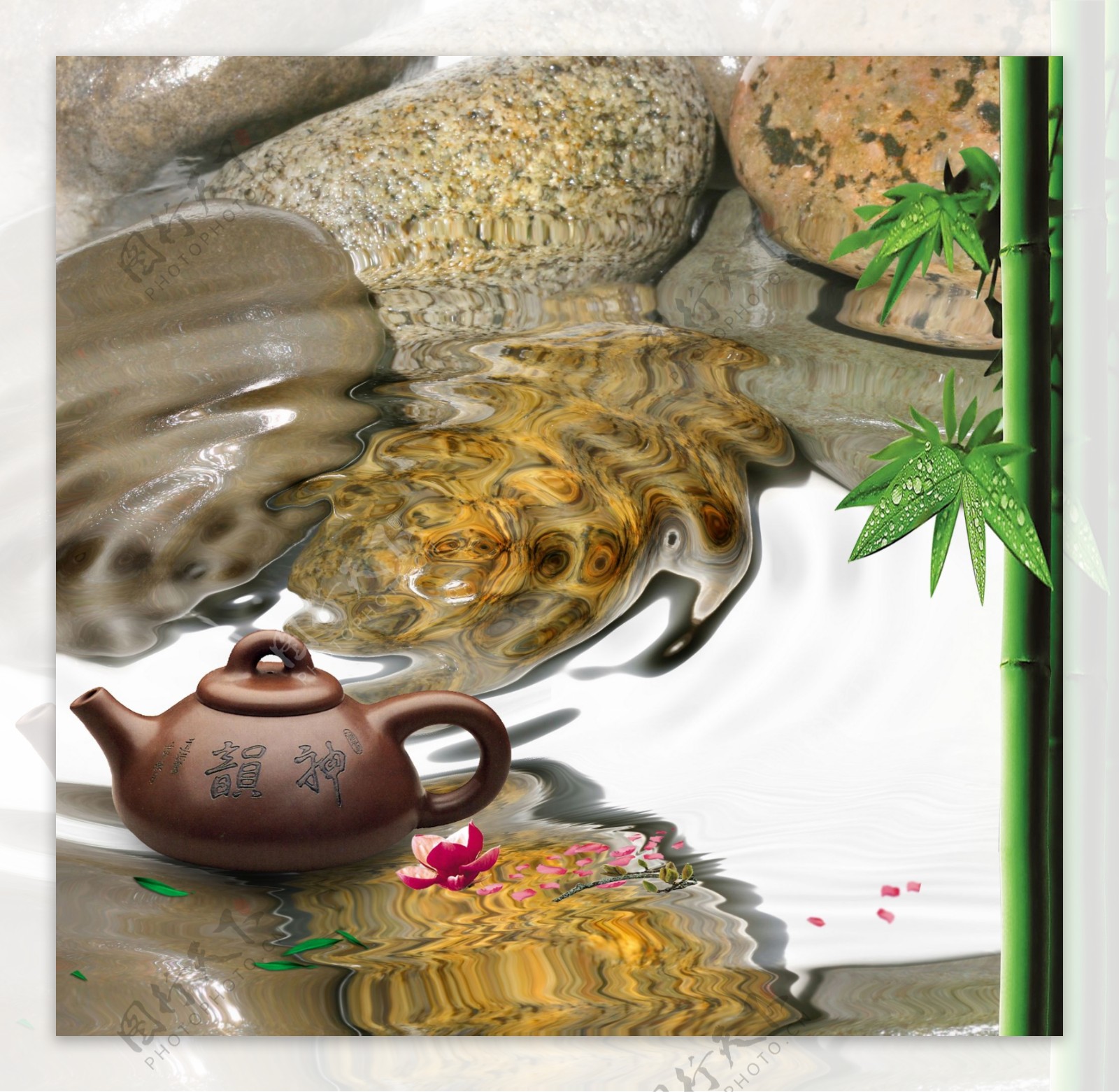 茶叶画册茶壶水图片