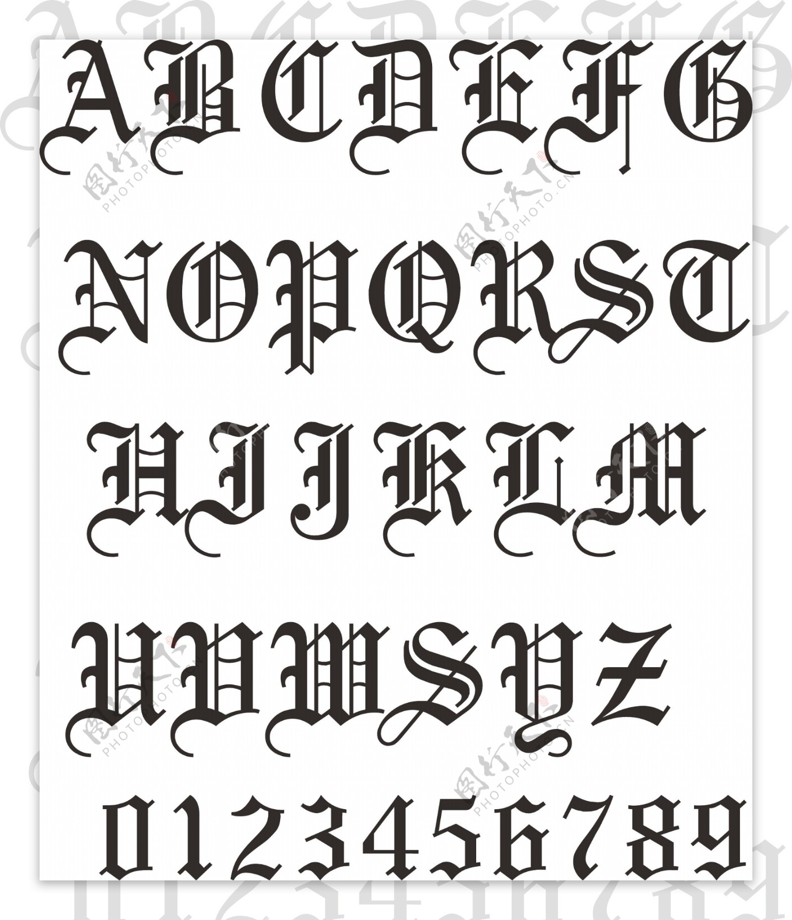 欧式古典风格字母数字