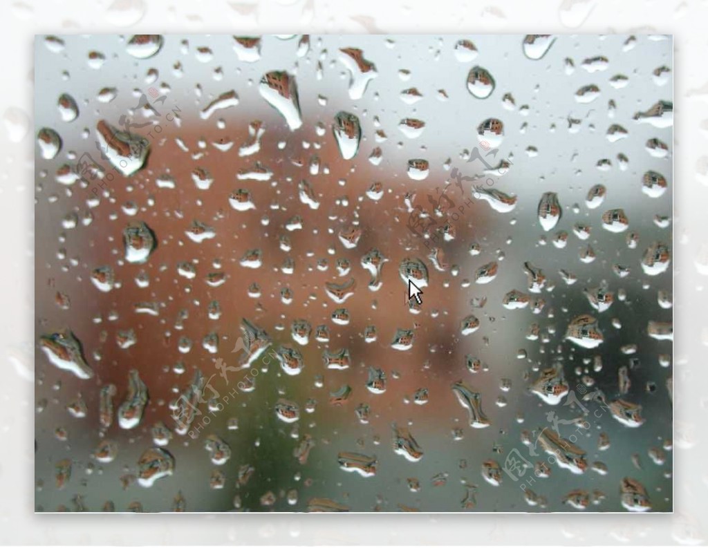 玻璃上的雨滴雨天PPT模板