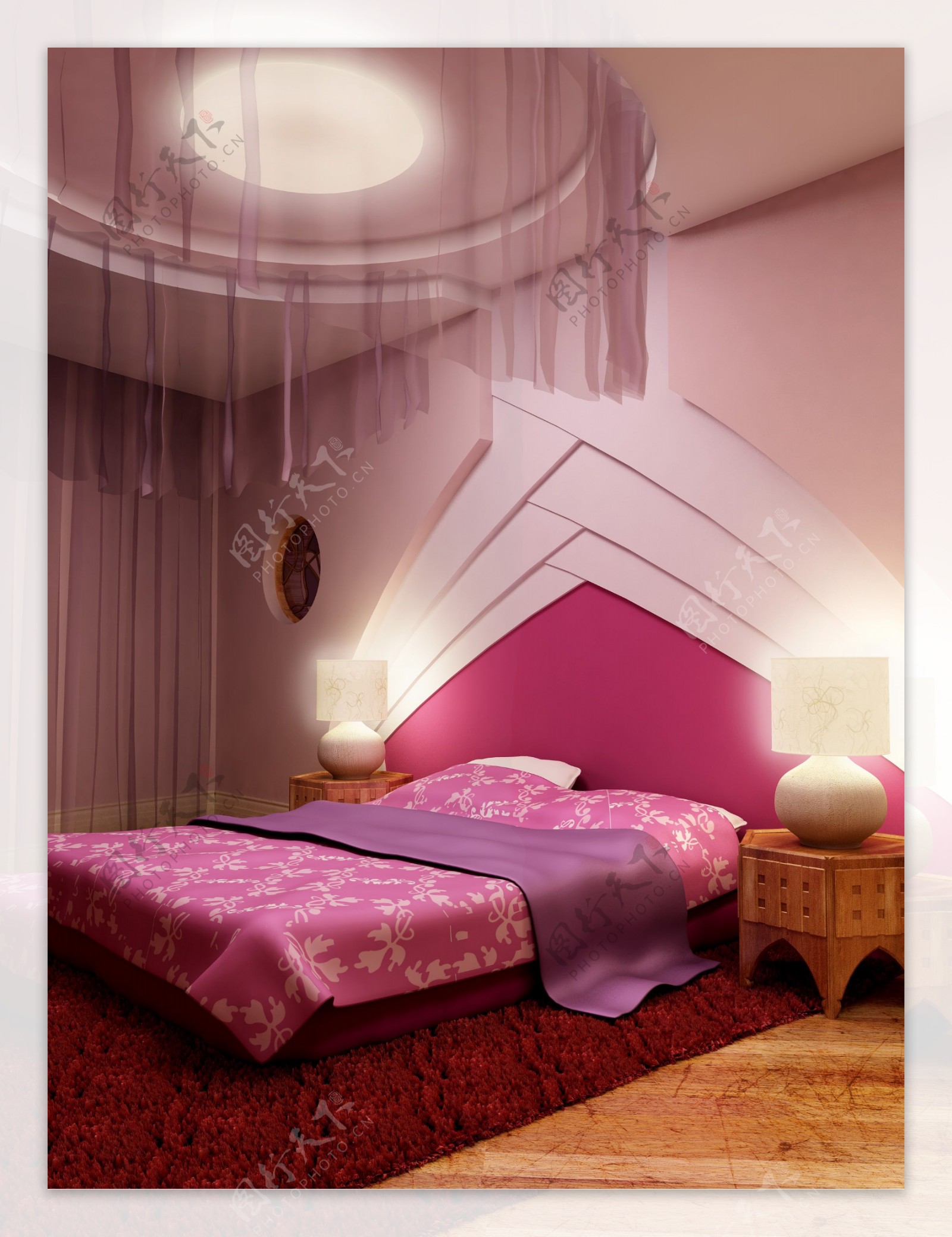 紫色调子的温馨房间