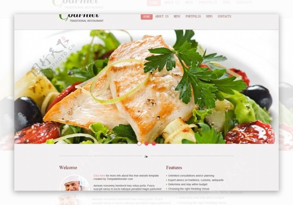 餐馆美食HTML5网站模板