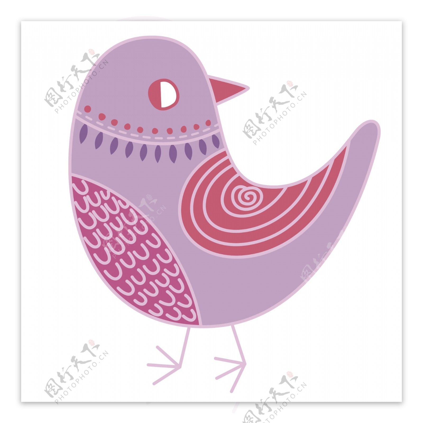 印花矢量图鸟类色彩紫色红色免费素材
