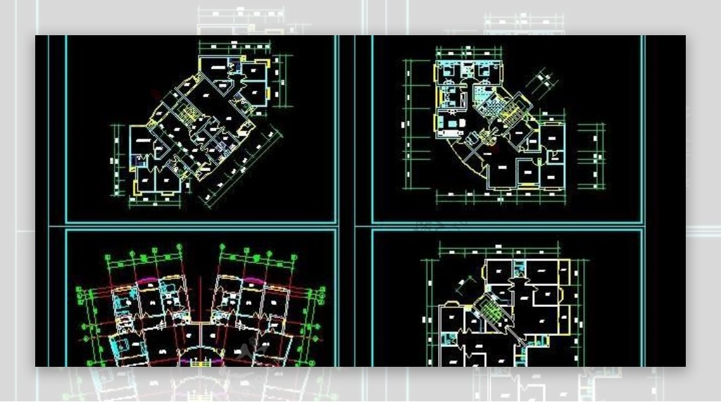 某室内转角式户型建筑设计图纸