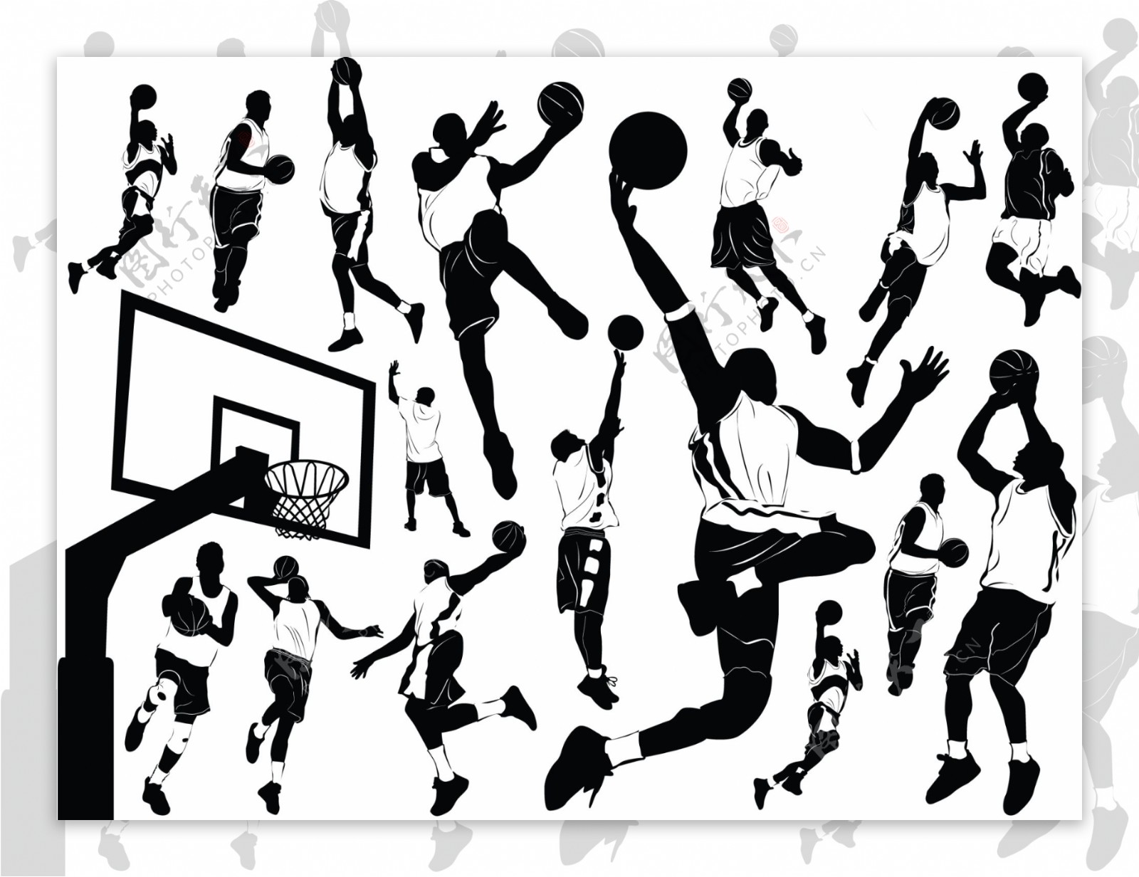篮球运动员剪影矢量素材