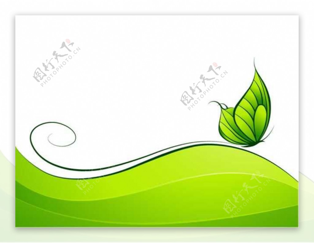 绿蝴蝶商务PPT模板