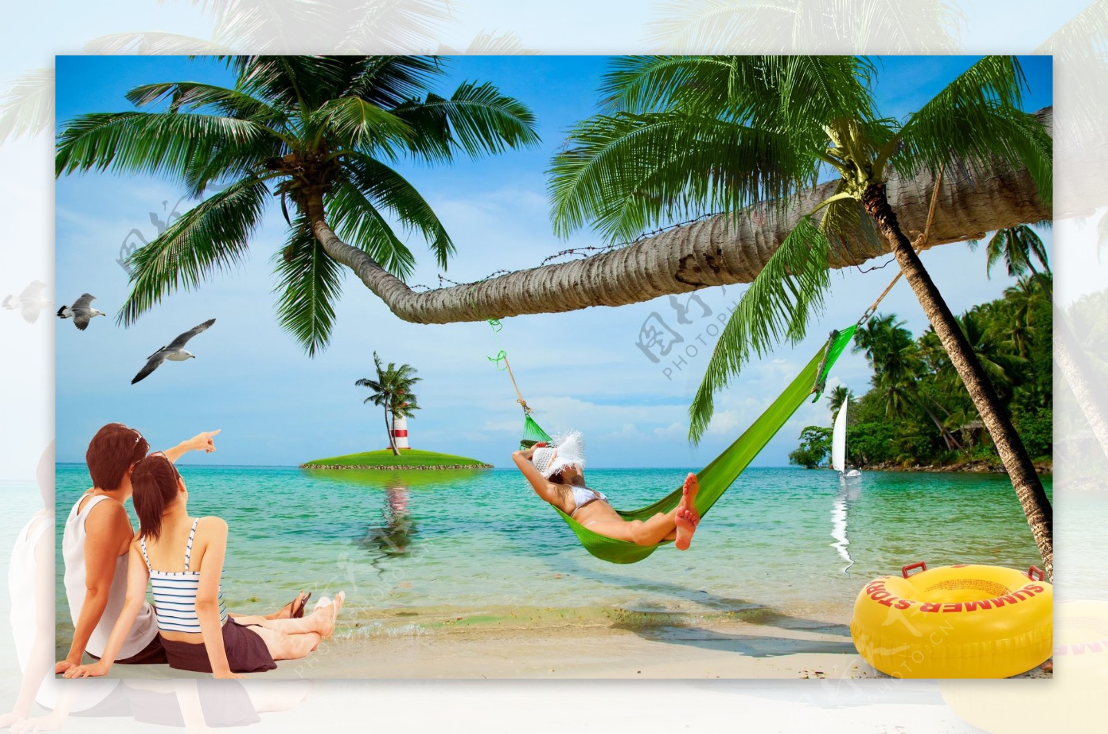 夏日海边风景图片椰树大图