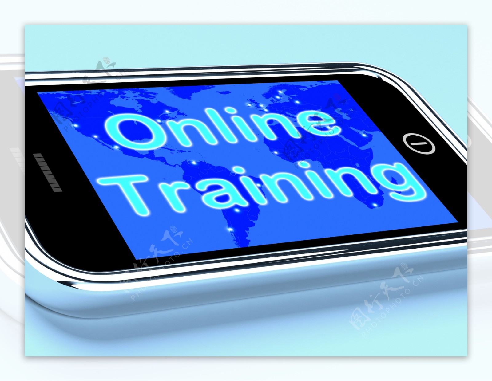在线培训的手机屏幕上显示Web学习