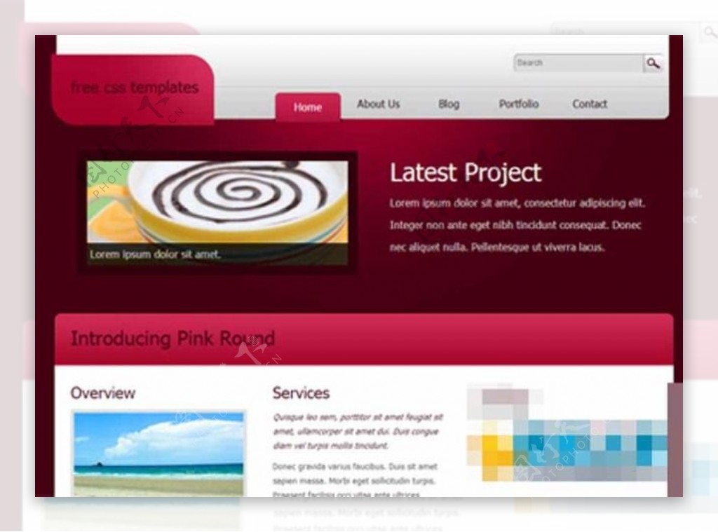 粉红色大气质感产品网站模板
