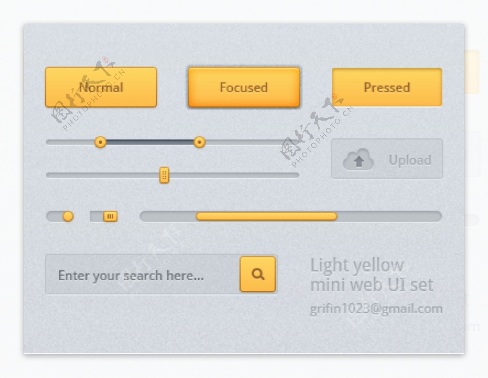 浅灰黄色小网站UI工具包PSD