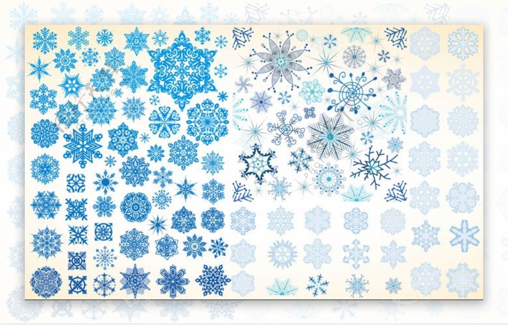 蓝色雪花图案矢量素材