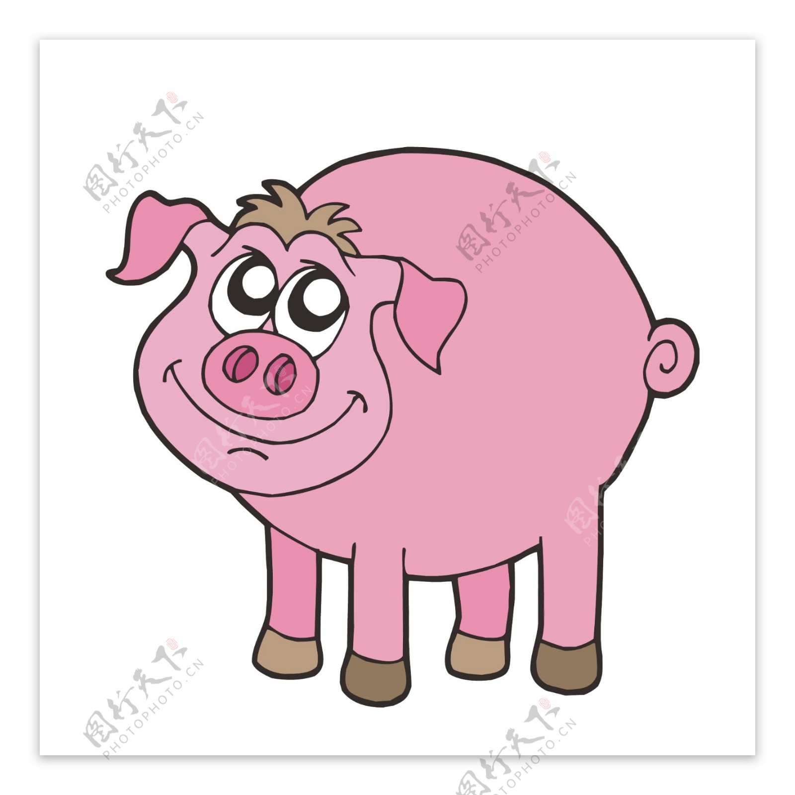 印花矢量图猪可爱卡通色彩粉红色免费素材