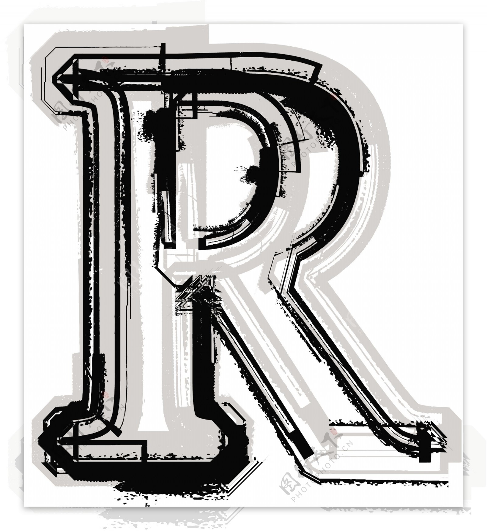 垃圾字体字母R