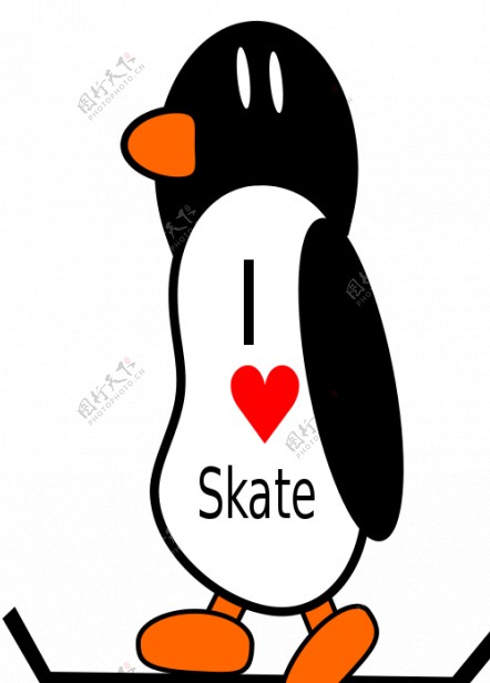 玩滑板矢量图像的企鹅