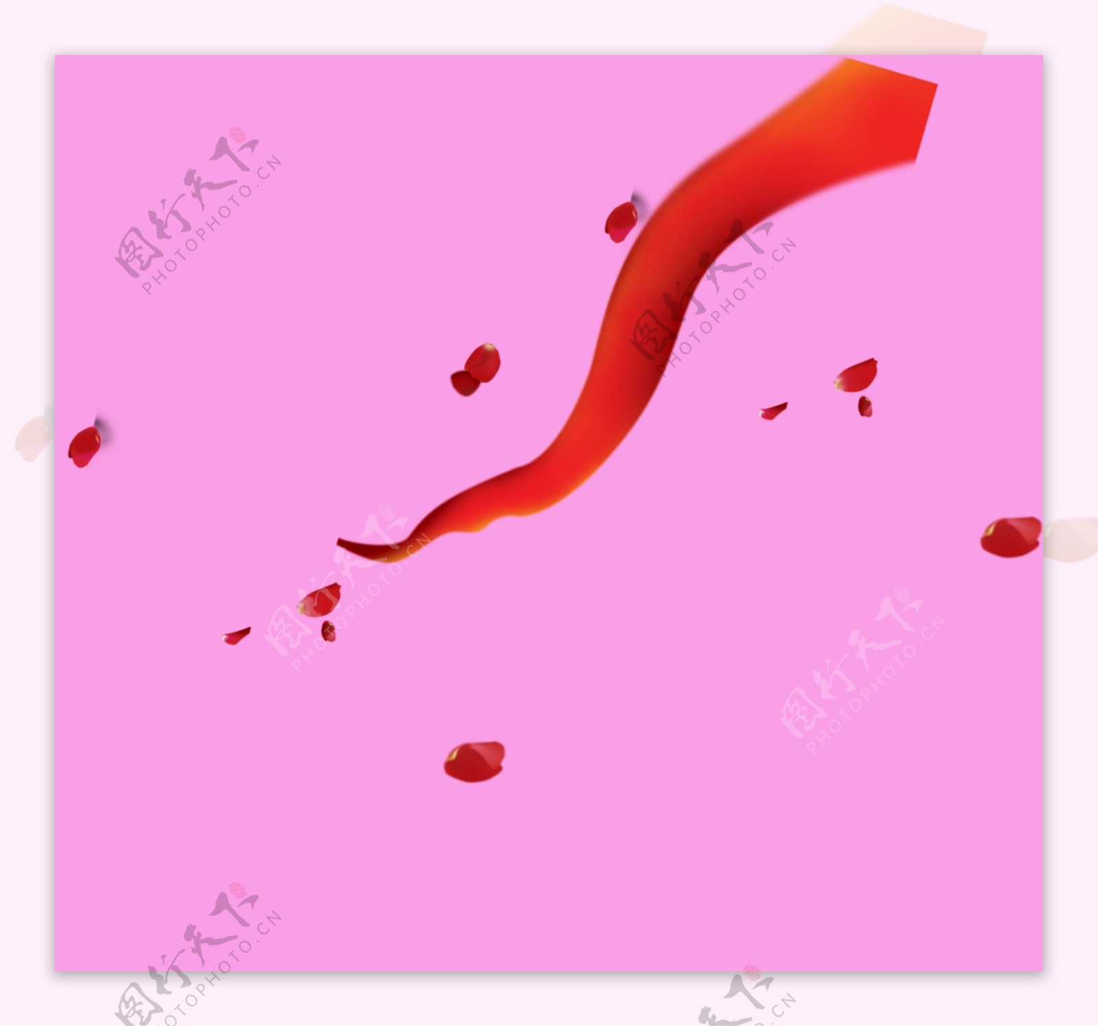 红色飘带花瓣合成素材设计海报专用