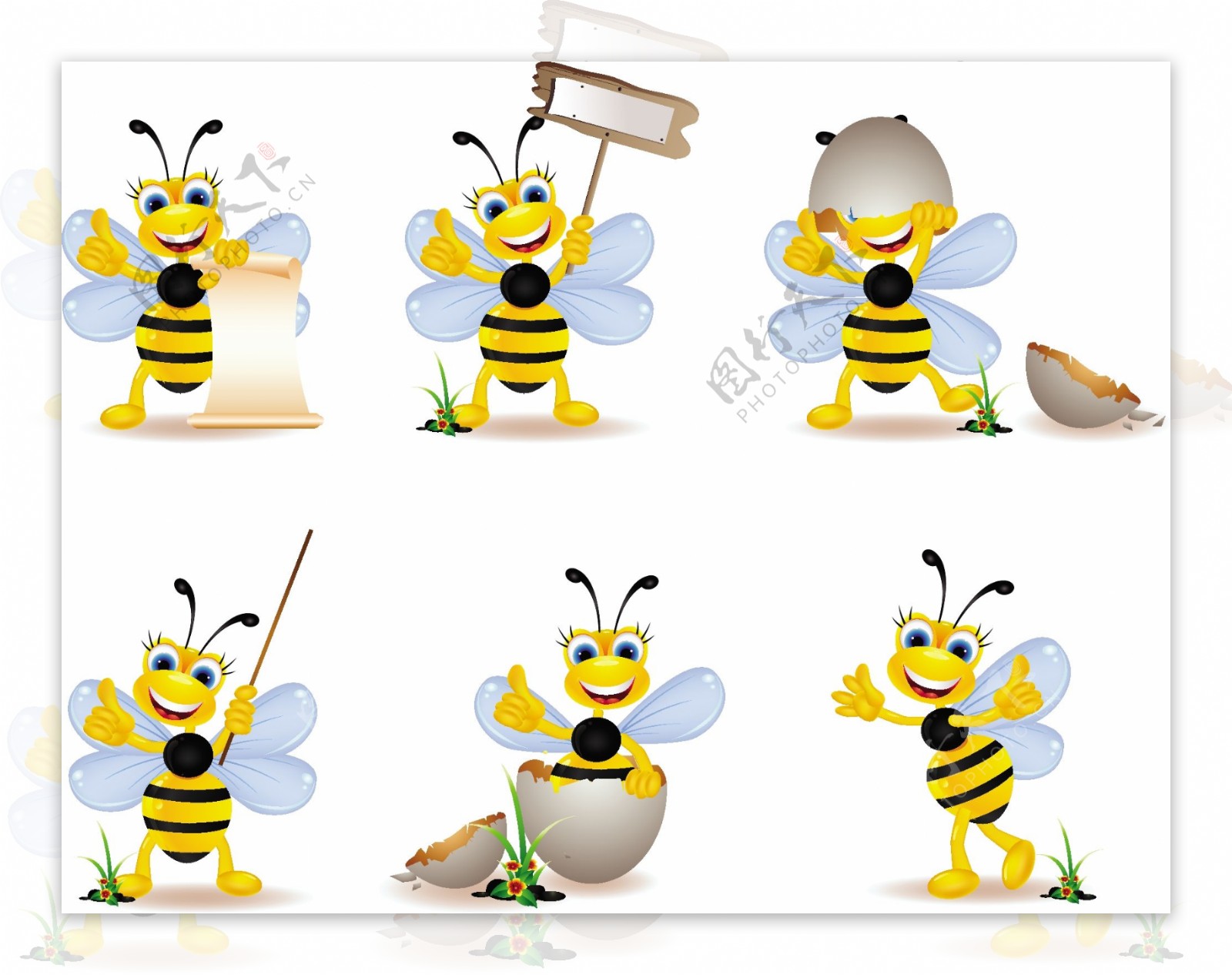 顽皮的卡通蜜蜂矢量素材