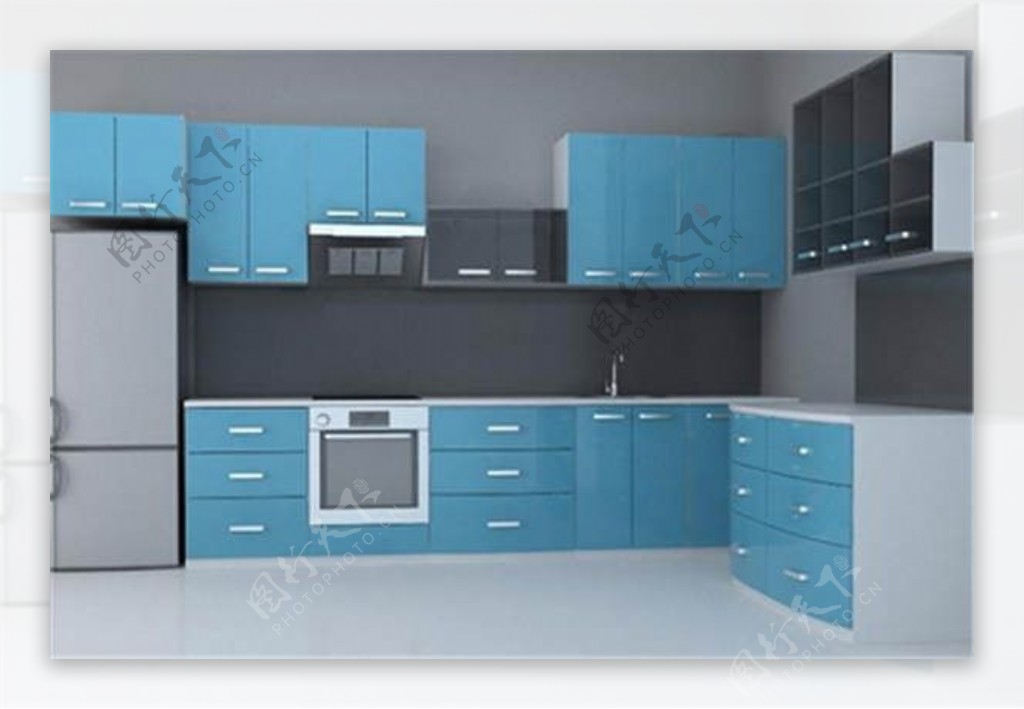蓝色厨房装饰素材