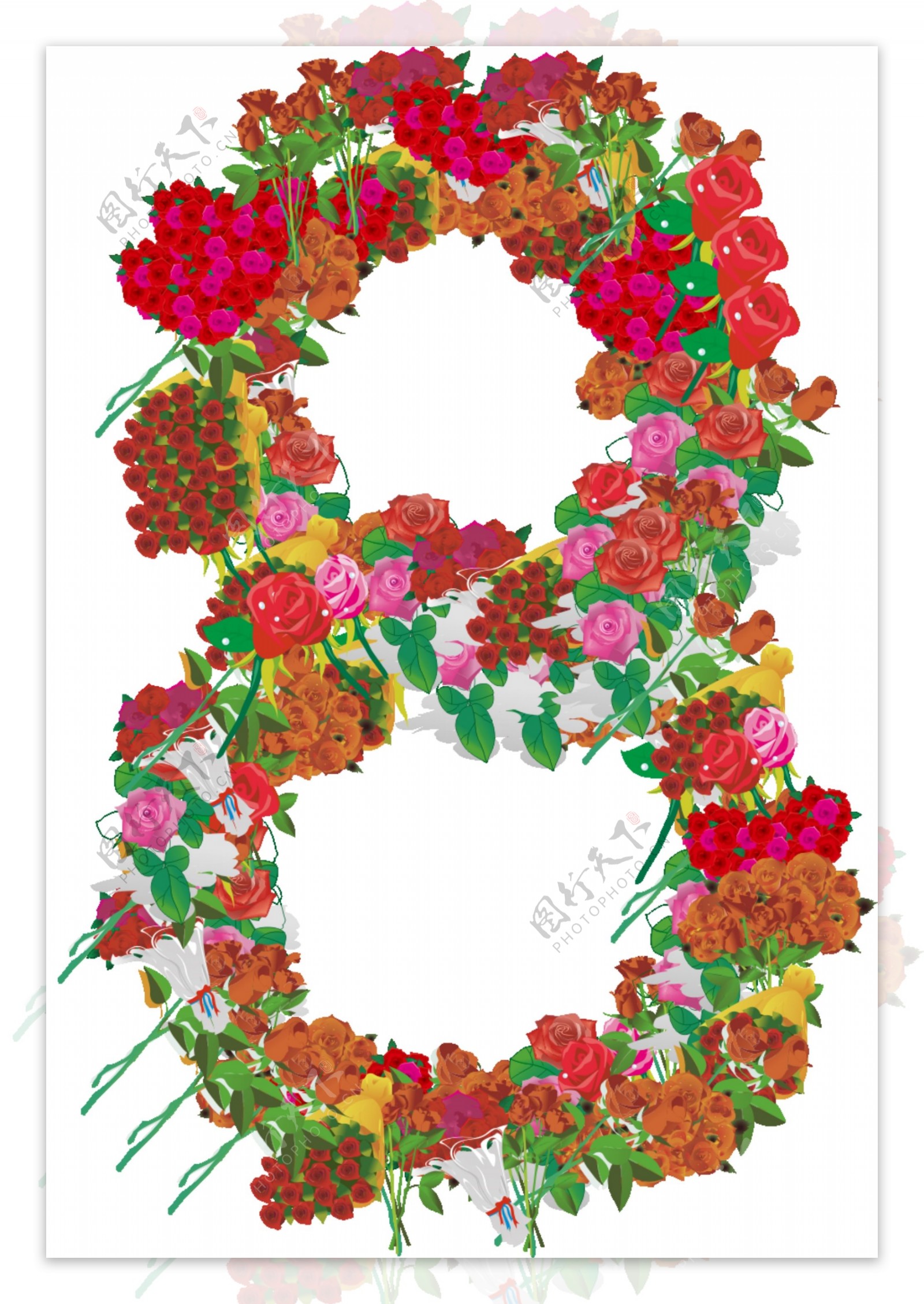 玫瑰花组成的数字8图片