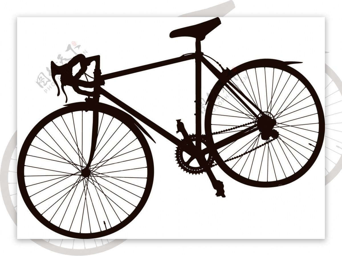 印花矢量图交通自行车色彩黑白色免费素材