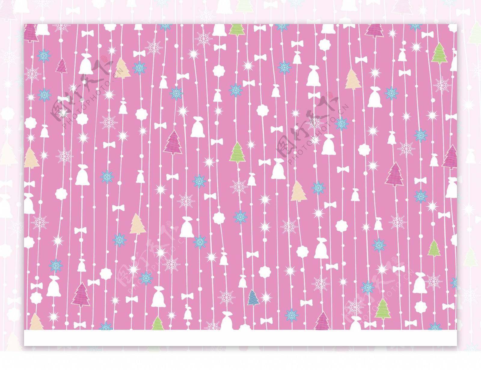 粉色圣诞树吊饰背景矢量素材