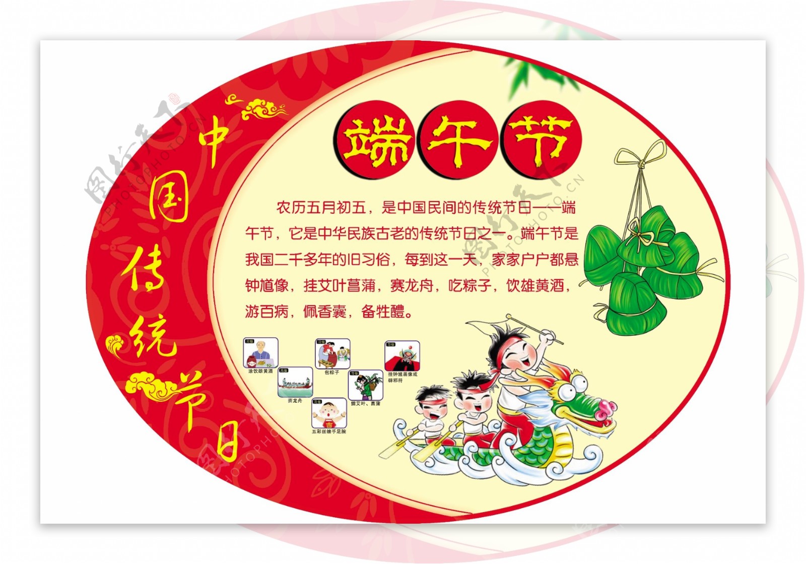 端午节习俗文化PSD分层模板中国传统节日粽子龙舟端午节素材