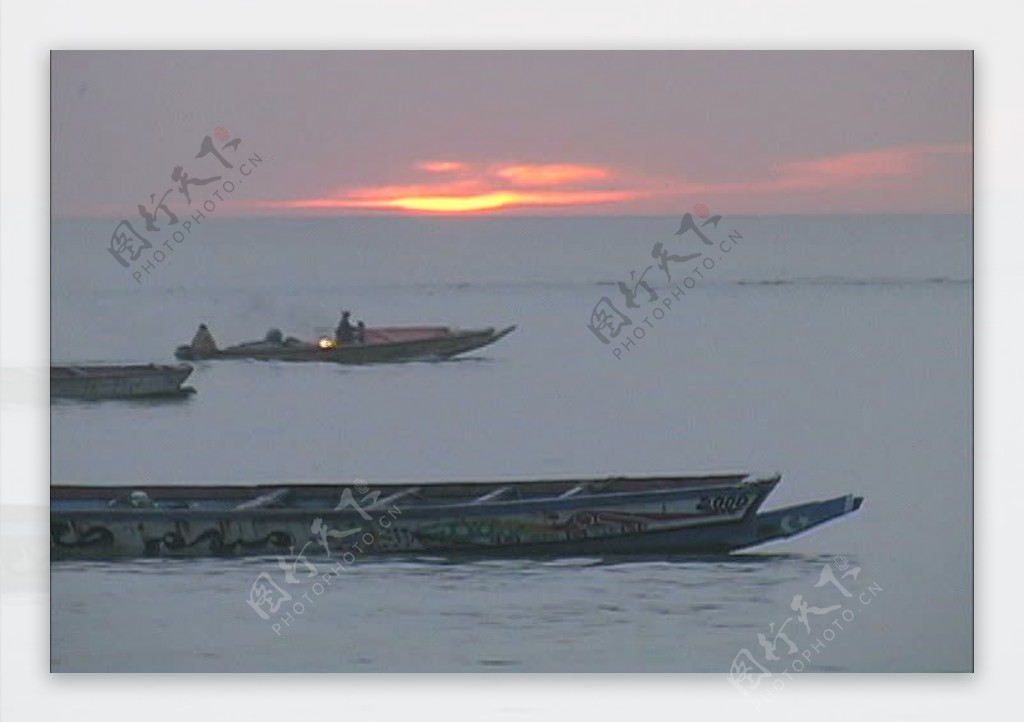 塞内加尔渔船夕阳股票视频视频免费下载