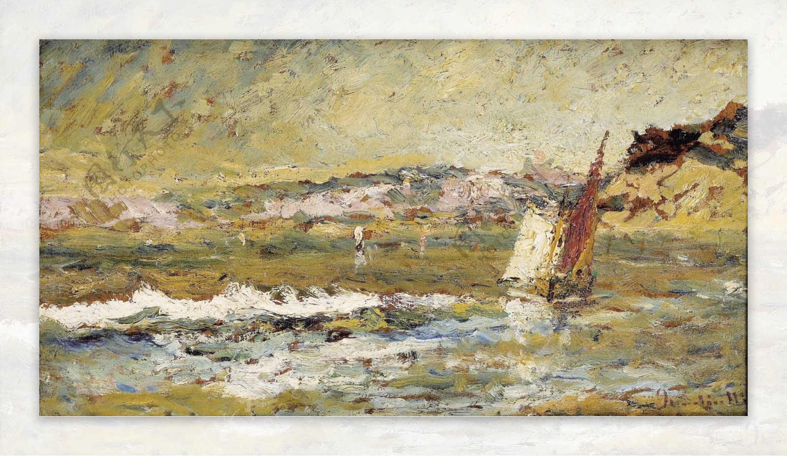 AdolpheMonticelliTheSeaatCassis风景水景河流海洋植物树木田园印象画派写实主义油画装饰画