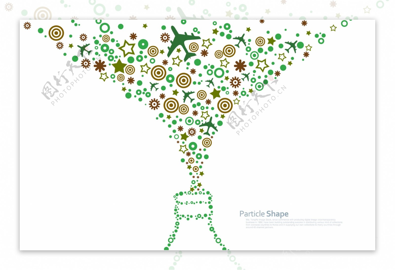 瓶子喷出的圆形和飞机图案