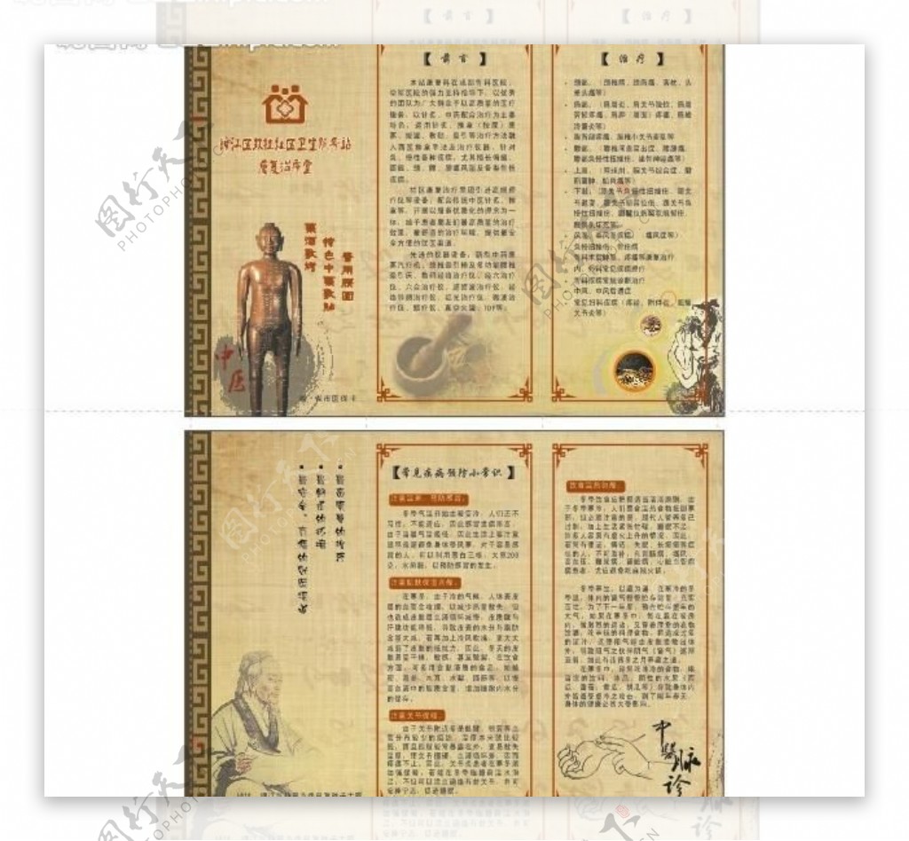 中医三折页图片