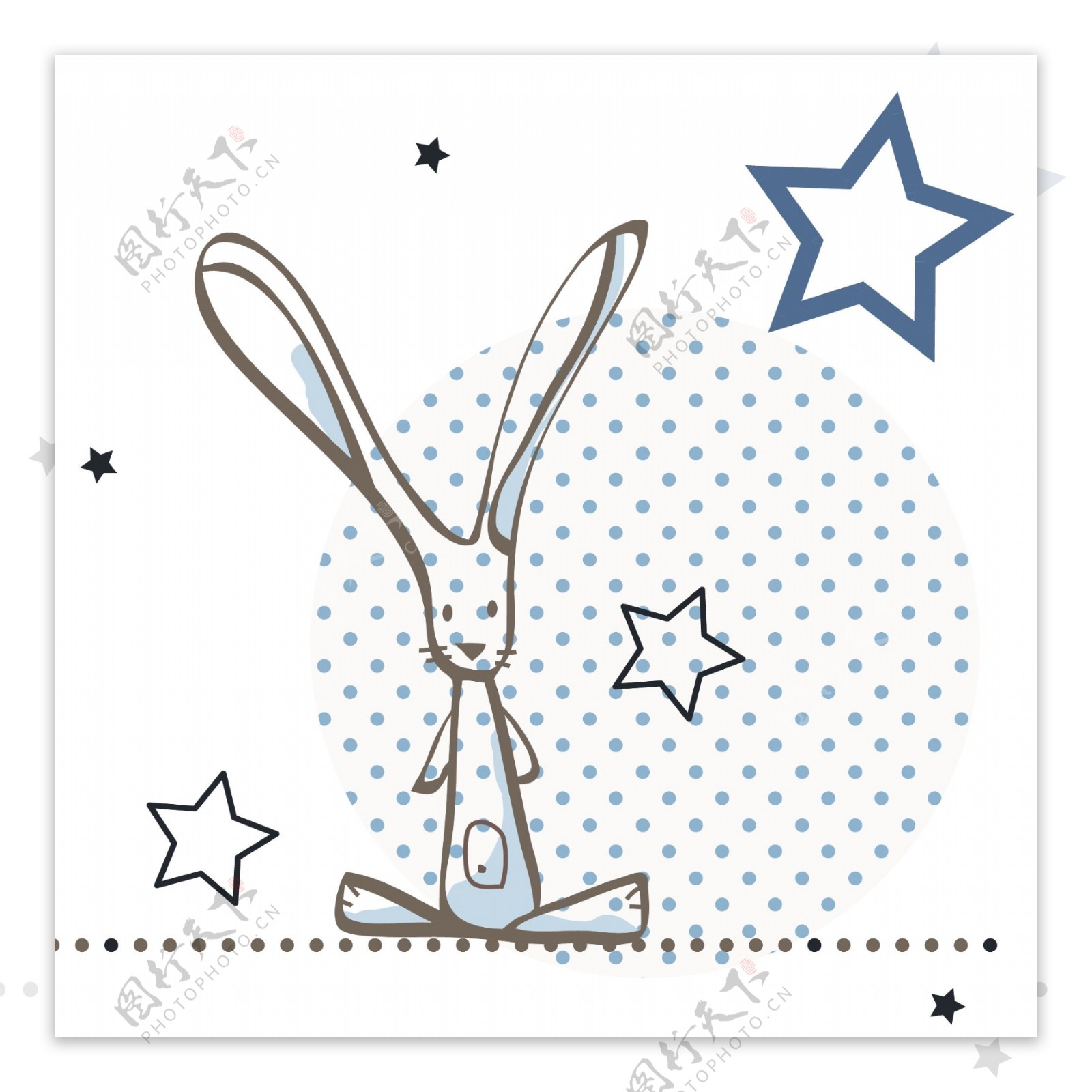 印花矢量图T恤图案动物可爱卡通兔子免费素材