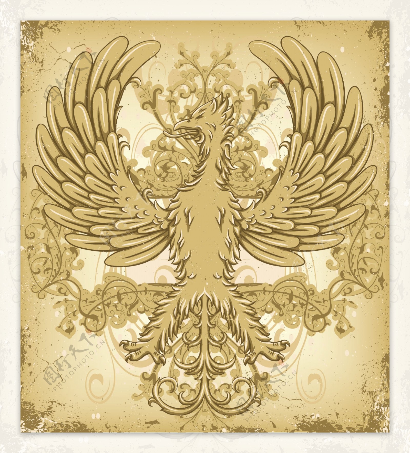 墨迹欧式古典花纹底纹怪物翅膀图片