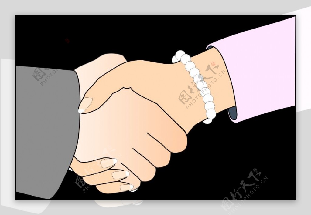 黑色轮廓握手忠实可靠的人和女人淡水珍珠手链