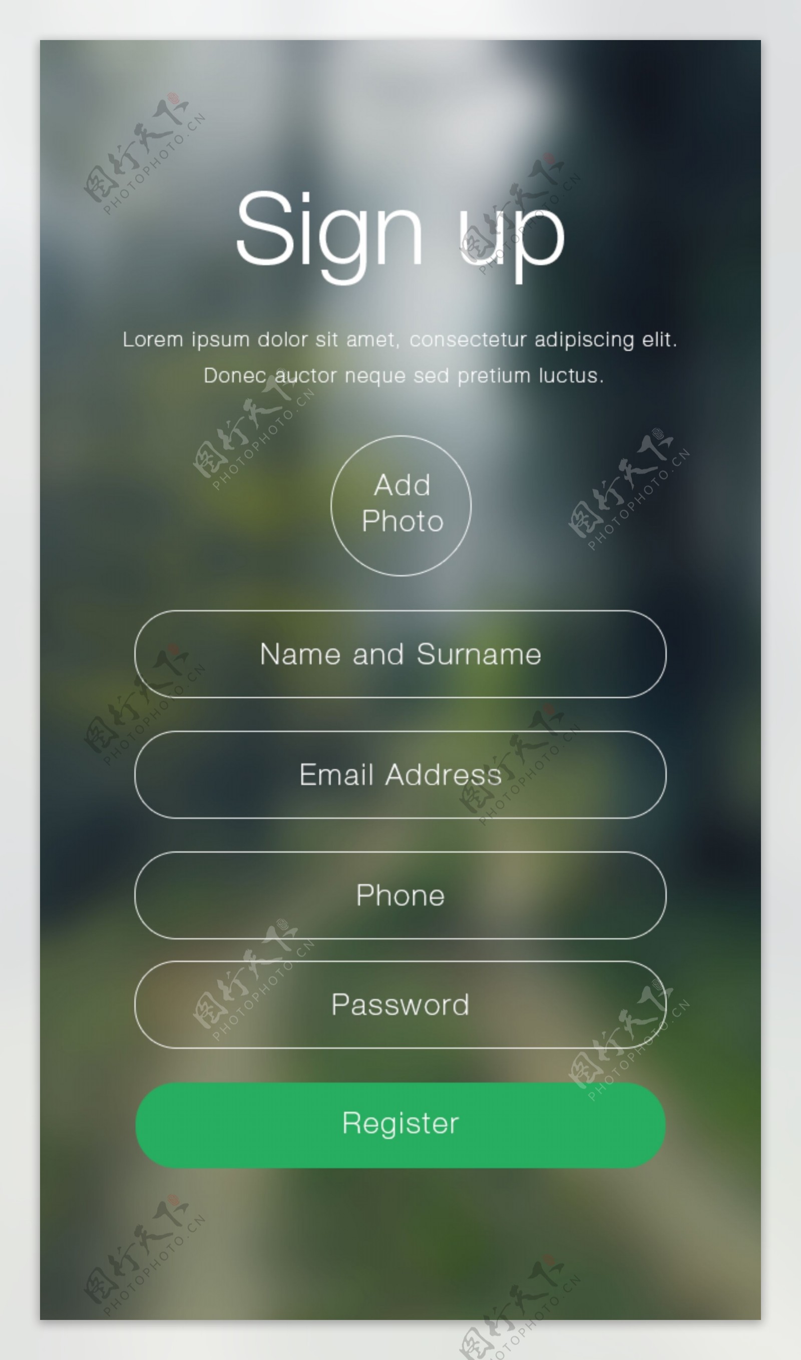 黑暗的iOS7注册登录屏幕的应用