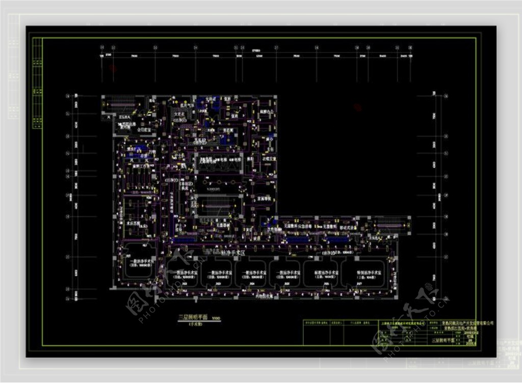 三层照明平面CAD图纸