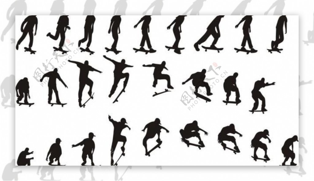 滑板运动员剪影图片