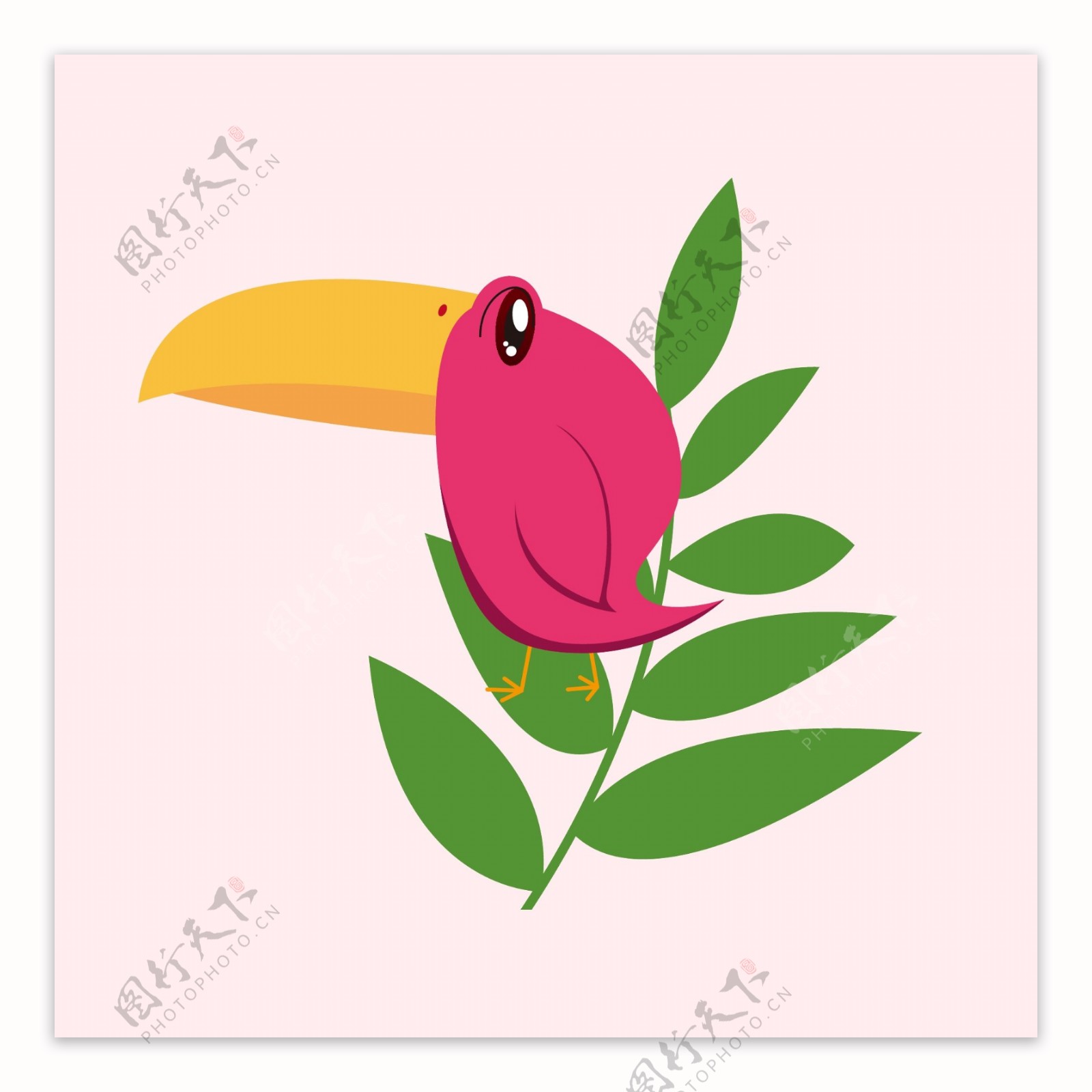 印花矢量图可爱卡通卡通动物鸟植物免费素材