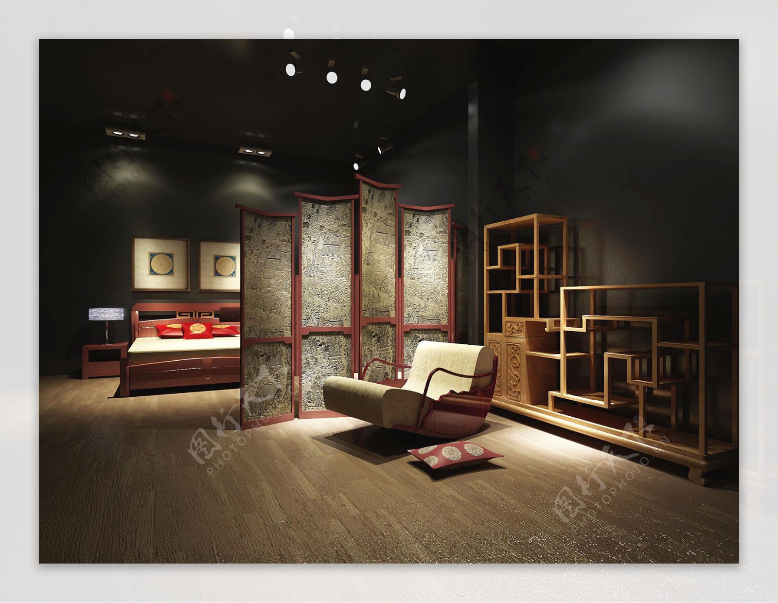 新中式展厅 - 效果图交流区-建E室内设计网