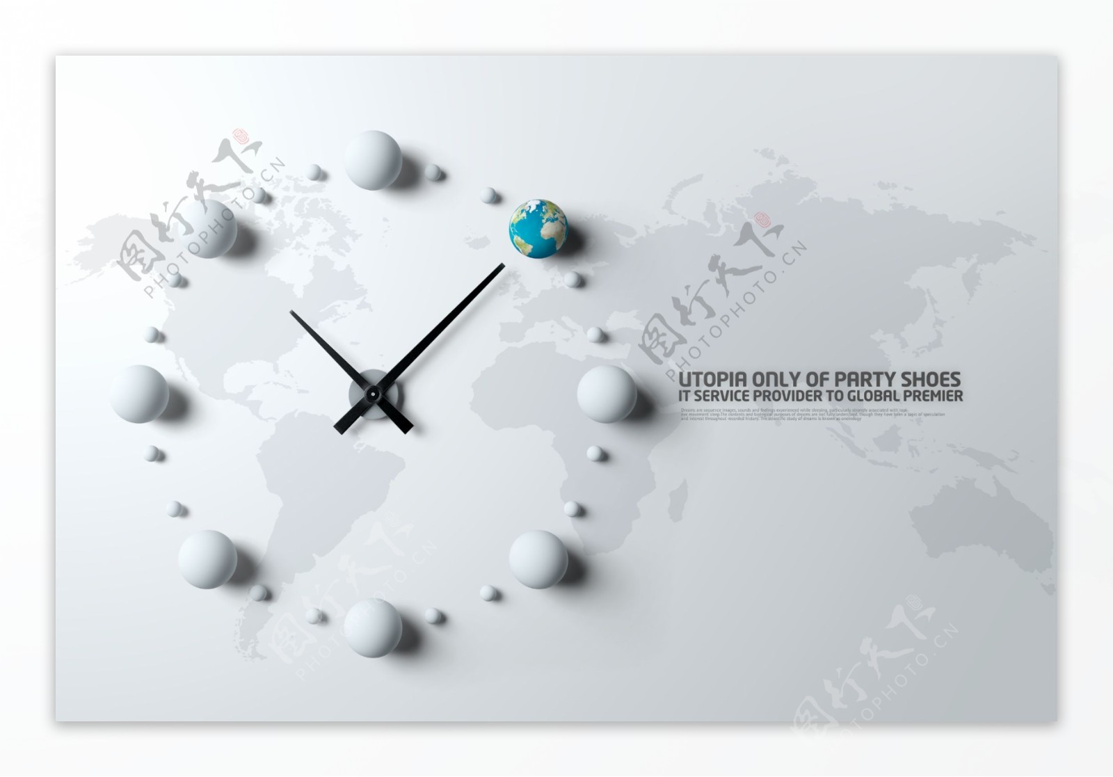 球体装饰的钟创意设计PSD分层素材