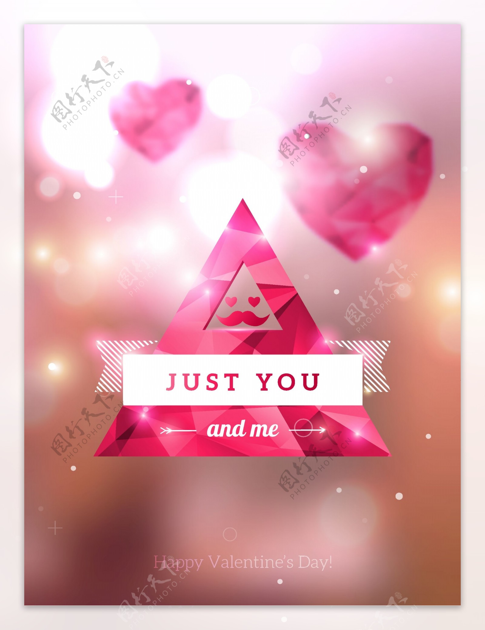 钻石纹理情人节矢量卡片