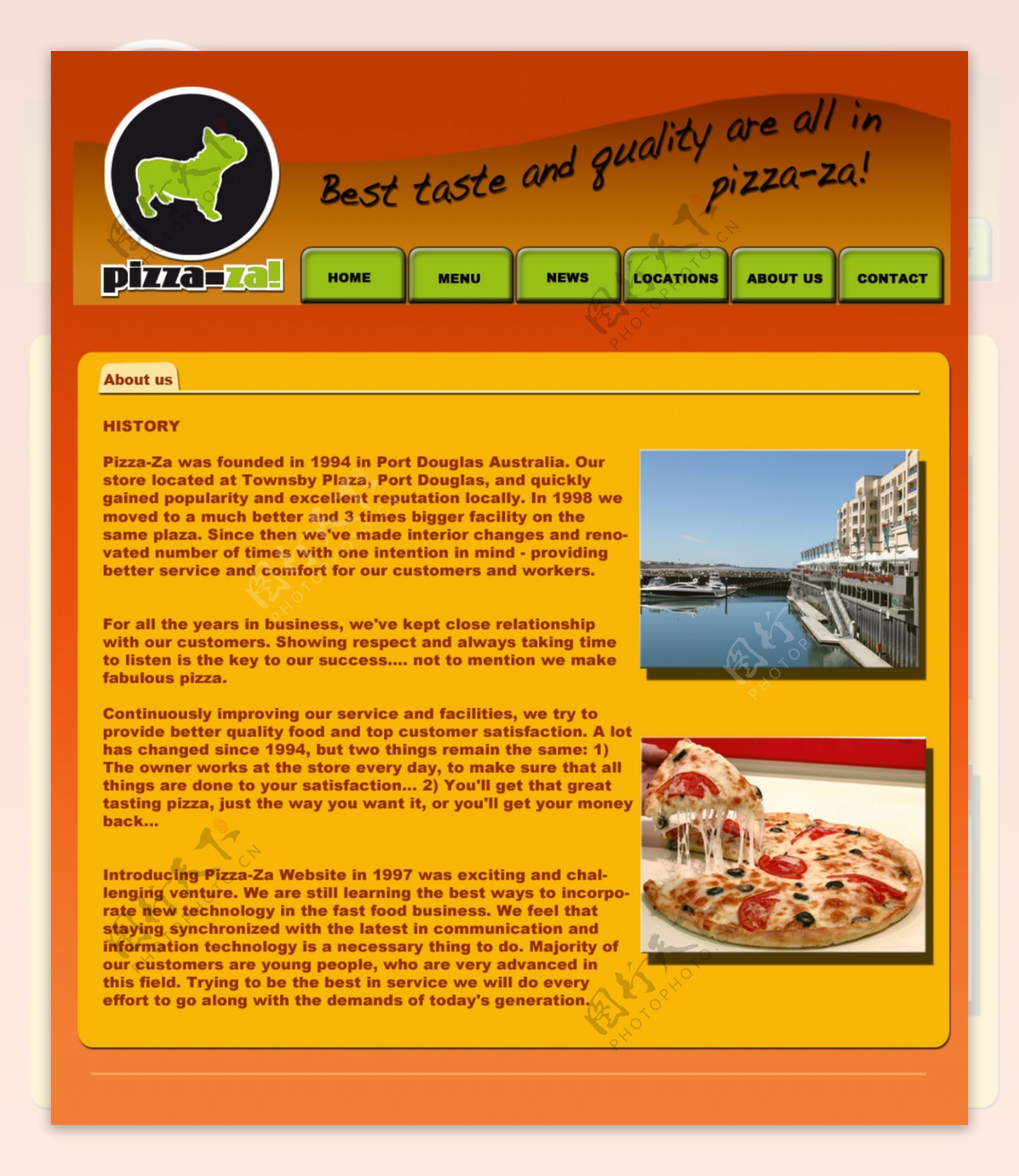 披萨店网页模板图片
