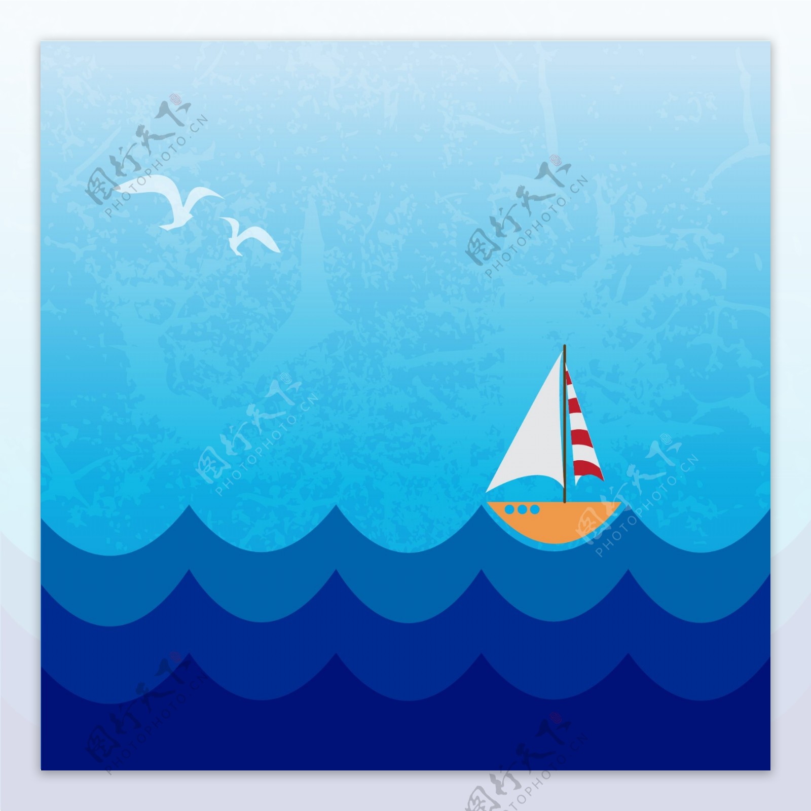 大海里行驶的帆船