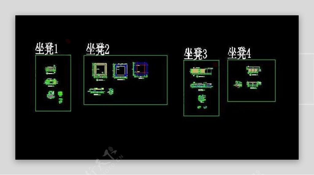 常用园林景观座椅平面图及立面图