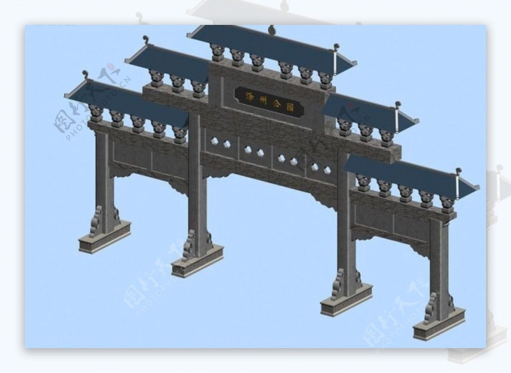 中国古建筑牌坊模型